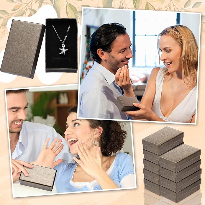 Tenceur 100 Pcs Valentines Jewelry Gift Boxes Bulk Kraft Jewelry Cardboard Box for Necklace Earring Bracelet Storage Package