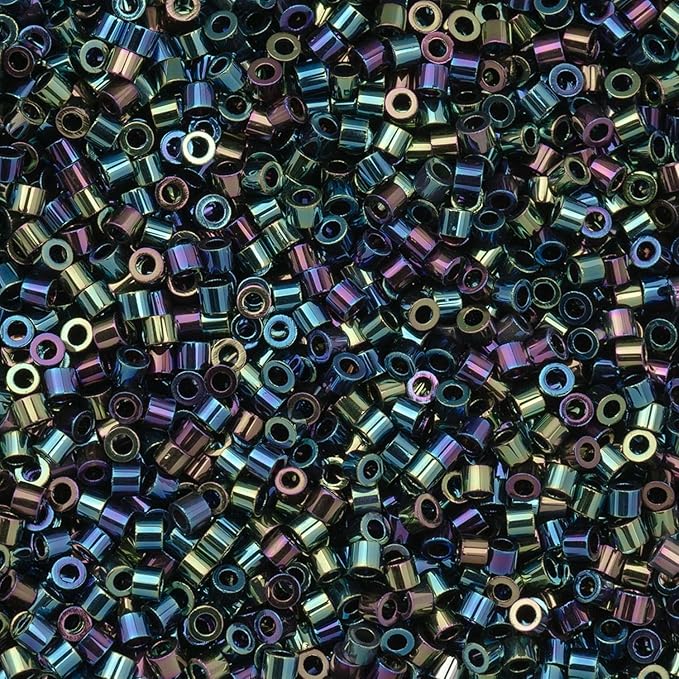 John Bead 25g Cylin Beads Black AB 11/0 Glass Cylindrical Seed Beads for Jewelry Bracelets Necklaces Earrings Making Embroidery Home Decor