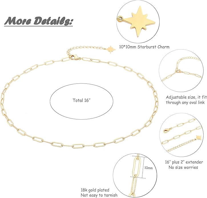 Aobei Pearl 18K Gold Plated Paperclip Chain Choker Satellite Chain Freshwater Cultured Biwa Pearl Pendant Necklace Dainty Jewelry for Women