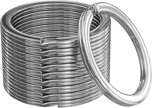 Key Rings Flat Split Keychain Bulk – Heavy Duty 1.18" (30 mm) Keyring – Organize Fast for Car & Home, Lanyards, School/Office/DIY – Metal Dog Tag Rings – Silver/Gold/Rainbow/Gunmetal