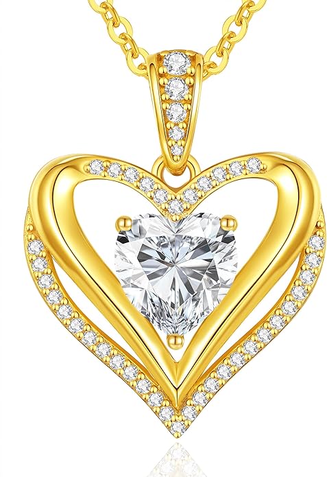 Moissanite Infinity Love Heart Pendant Necklaces for Women, 1-3 Carat 925 Sterling Silver 18K Gold Plated Engraved with"I LOVE YOU', Anniversary Birthday Present Jewelry Christmas Valentines Day Gift for Women Wife Girlfriend Her