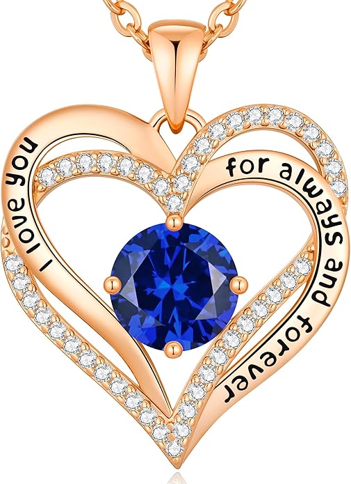 CDE Valentine's Day Gift Forever Love Heart Necklaces for Women, Wedding Anniversary, Birthday Mothers Christmas Day Gifts for Mom, Mother, Wife, S925 Silver Jewelry with Birthstone Pendant