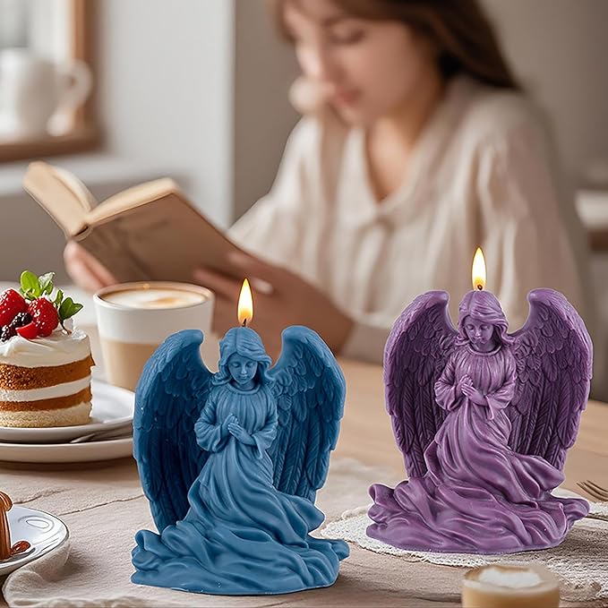 Large Wing Angel Maria Nativity Scene Silicone Wave Spiral Candle Mold - Silicone Resin Casting Molds for Candle & Resin & Soap Craft Supplies