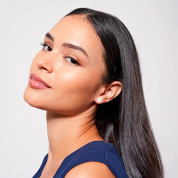 Woman Pearl Earrings Freshwater Cultured Keshi Pearls in White and Gray by SECRET & YOU | Sterling Silver 925 | Available in 10 sizes from 7-8 mm to 15-16 mm