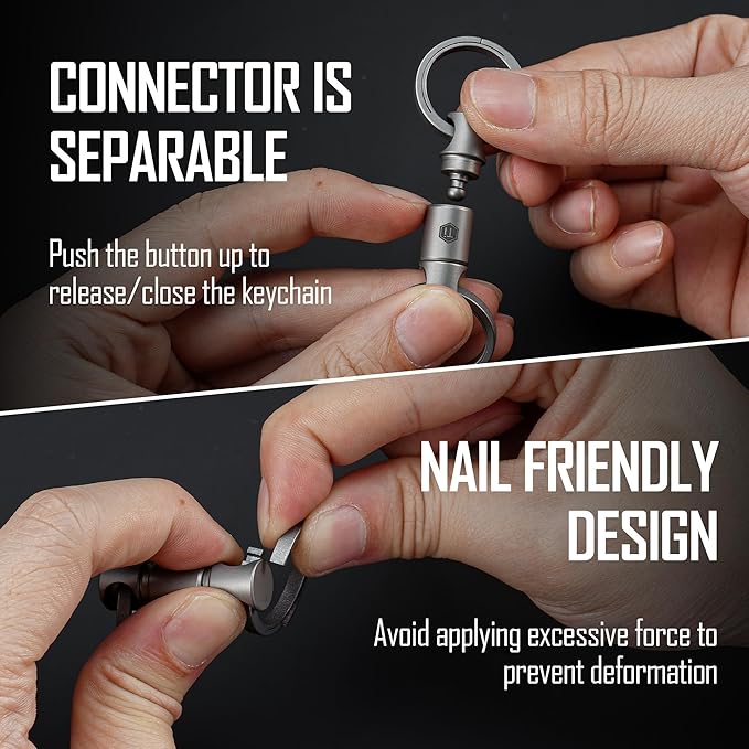 KeyUnity Detachable Key Ring Connector, Double-end Swivel Keychain Titanium Rotatable Key Organizer Linker for Carabine