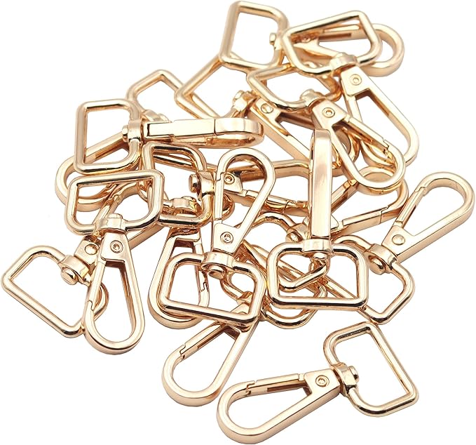 JWBIZ 16 Pcs D Ring Swivel Lobster Claw Clasp, Push Gate Snap Hooks Trigger Clips (Gold, 3/4 inch)