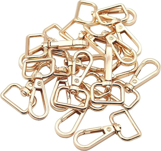 JWBIZ 16 Pcs D Ring Swivel Lobster Claw Clasp, Push Gate Snap Hooks Trigger Clips (Gold, 3/4 inch)