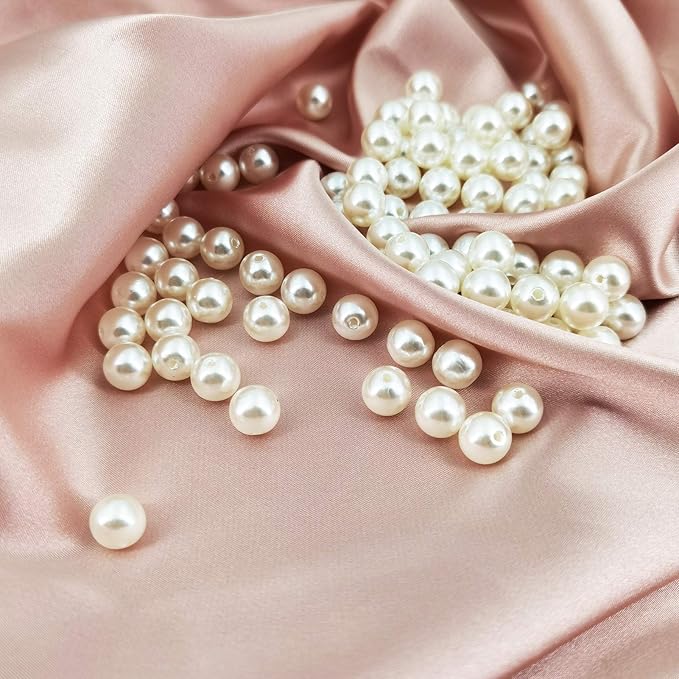 INSPIRELLE 360pcs 12mm Ivory Art Faux Pearl Beads ABS Round Loose Spacer Beads for DIY Craft Necklaces Bracelets Jewelry Making