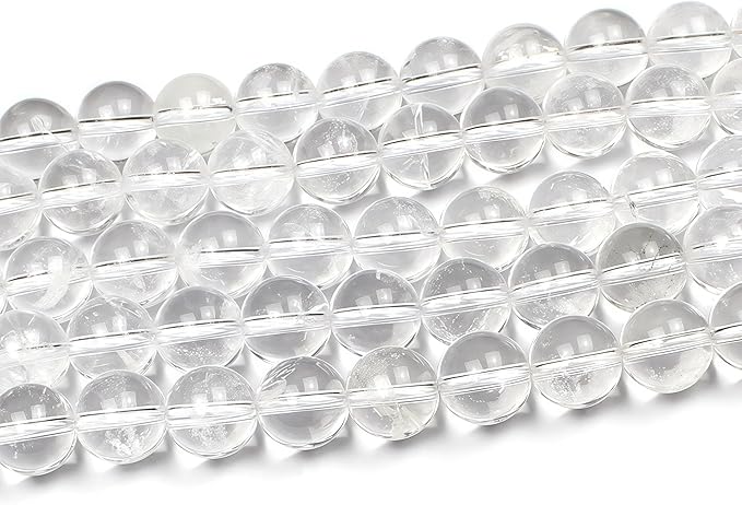 MJDCB 7A Natural White Clear Quartz Round Beads Gemstone Beads for DIY Necklace Bracelat Jewelry Making Strand 15" (12mm)