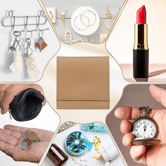 PATIKIL 20 Pack PU Leather Jewelry Pouch, 3" x 3" Envelope Style Jewelry Pouches for Bracelets Necklaces Earrings Rings, Small Luxury Bags for Wedding Candy Gift Storage, Coffee