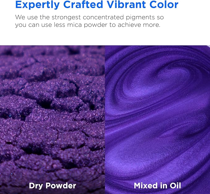 Rolio Premium Mica Powder - Viola (50G / 1.76oz) - 1 Jar of Purple Pigment Powder for Epoxy Resin, Dye, Soap Making, Nail Polish, Paint, Candle Making, Bath Bombs, Slime