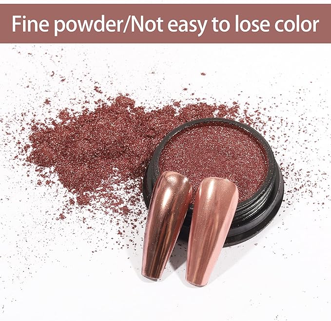 Artdone Chrome Nail Powder, Rose Gold Iridescent Aurora Powder Metallic Mirror Effect Pigment Pearlescent Mermaid Pigment Pearl Glitter Dust Kit, Nail Art Decoration, Resin Craft