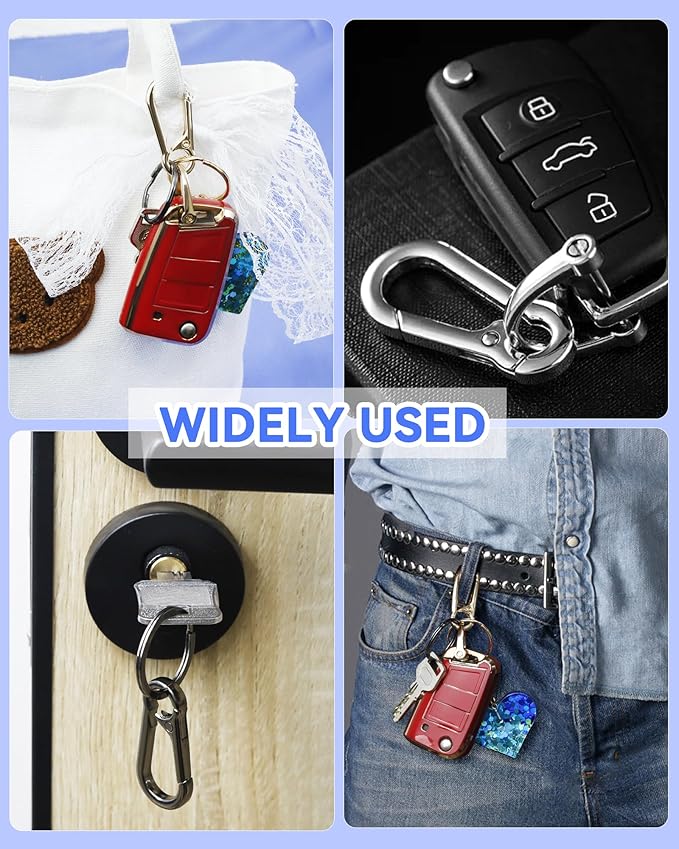 FIVEIZERO 13Pcs Keychain Clips Kit, Key Ring and Keychain Clip, D Rings, Key Rings Bulk, Key Rings for Home Car Keys, Office