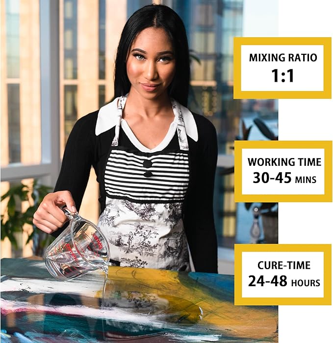 Epoxy Resin 64 oz for Arts, Crafts, Casting Coating - Crystal Clear, Self-Leveling, Non-Toxic, No BPA (32 oz Resin + 32 oz Hardener) (1.88L)