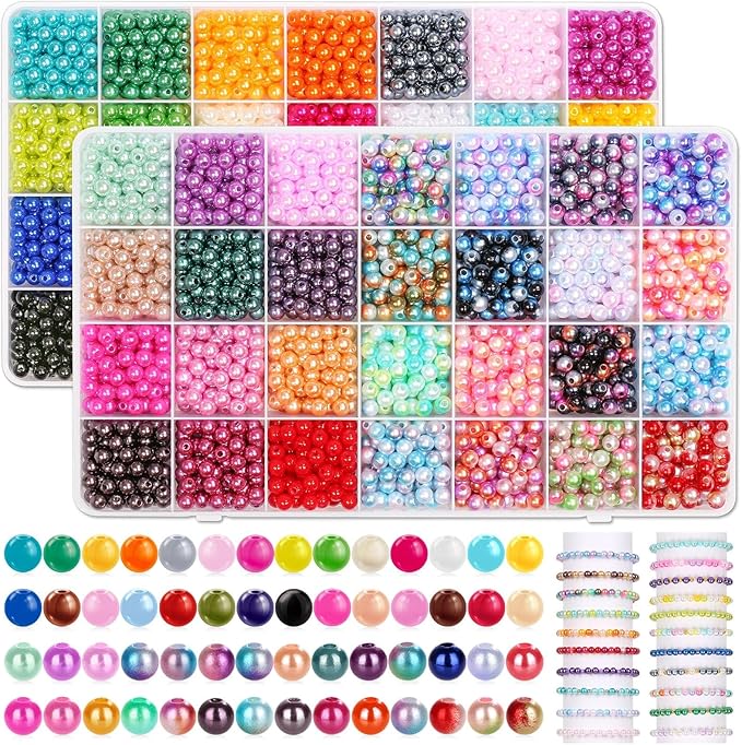 4500Pcs 6mm Pearl Beads for Bracelets Making 56 Colors, Small Round Pearl Bracelet Beads for Crafts, Jewelry, Necklace Earrings Bracelets