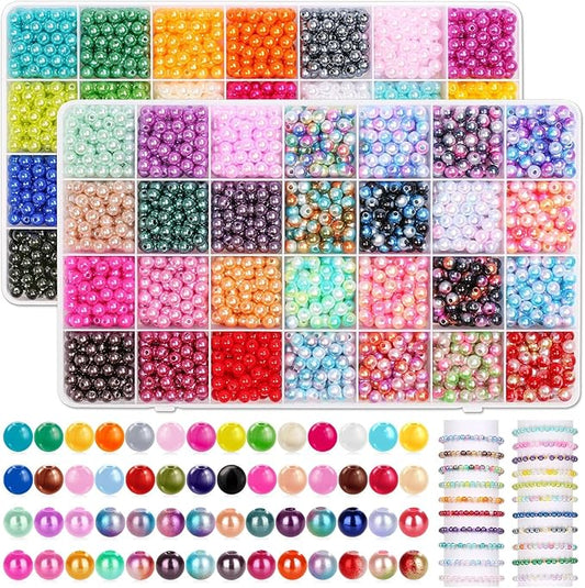 4500Pcs 6mm Pearl Beads for Bracelets Making 56 Colors, Small Round Pearl Bracelet Beads for Crafts, Jewelry, Necklace Earrings Bracelets