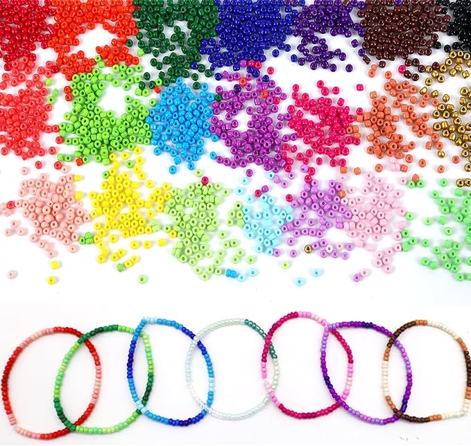 THUTEP 8000 pcs 3mm Seed Beads, Tiny Craft Beads for Bracelet Making, Bracelet Kits for DIY Jewelry Craft (Ligjtgreen)