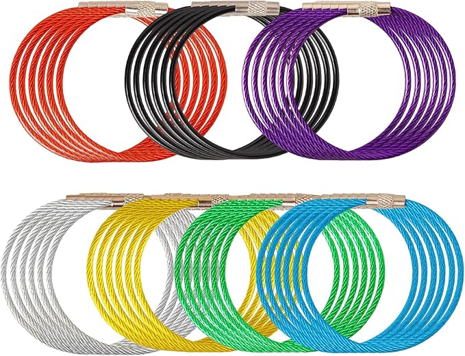 smrtcol Steel Wire Keychain Cable Stainless Steel Loops Reusable Key Ring for Keys, Luggage Tags
