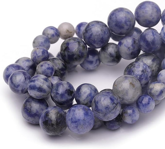 10mm Natural Stone Beads for Jewelry Making,Blue Sodalite Polished Smooth Round Gemstone Beads for Bracelet Necklace 15 Inch