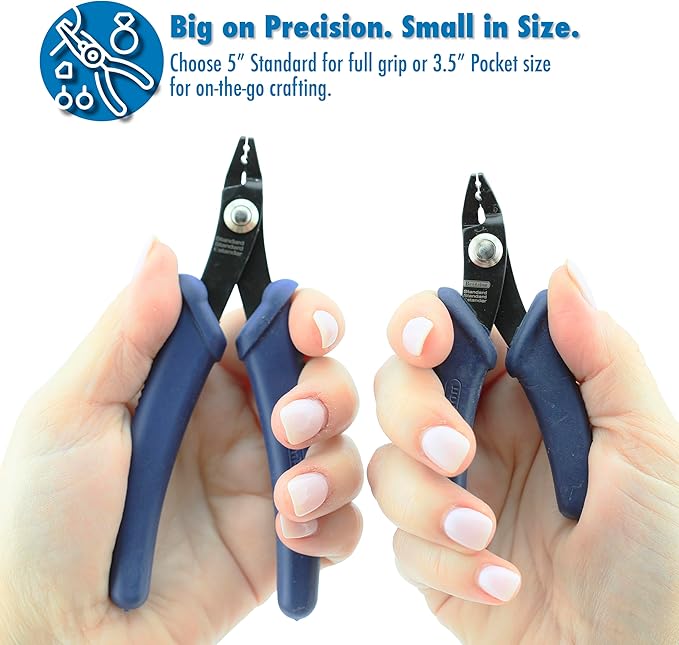 Beadalon Crimp Tool Standard - Fits Crimp Beads #1-3, Crimp Tubes #2-3, Dark Blue, Pocket Travel Size 4 in / 10.1 cm