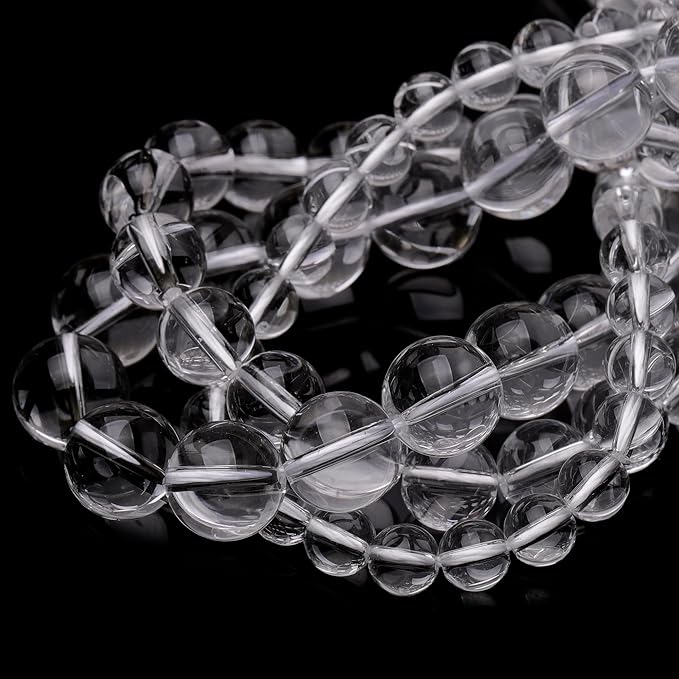 Natural Crystal Beads for Jewelry Making,8mm Clear Quartz Polished Smooth Round Gemstone Beads for Bracelet Necklace 15 Inch