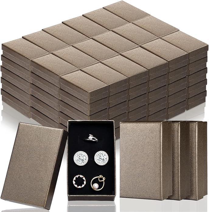 Tenceur 100 Pcs Valentines Jewelry Gift Boxes Bulk Kraft Jewelry Cardboard Box for Necklace Earring Bracelet Storage Package