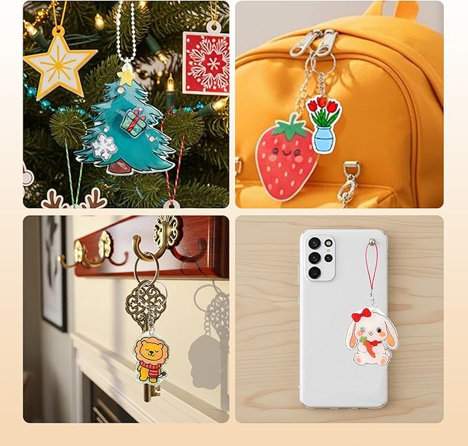 Csyidio 160PCS Shrink Plastic Sheet Kit with 15PCS Shrink Papers, UV Resin, UV Lamp and Keychains Accessories for Kids Craft Ornaments, DIY Key Chains & Christmas Decor