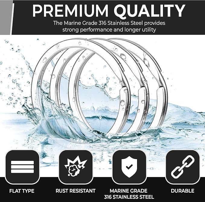 CREST Surgical and Marine Grade Stainless Steel Split Ring for Keychains SS316L Key Rings for Car Keys