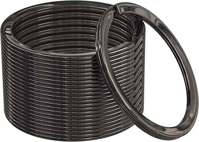 Key Rings Flat Split Keychain Bulk – Heavy Duty 1.18" (30 mm) Keyring – Organize Fast for Car & Home, Lanyards, School/Office/DIY – Metal Dog Tag Rings – Silver/Gold/Rainbow/Gunmetal