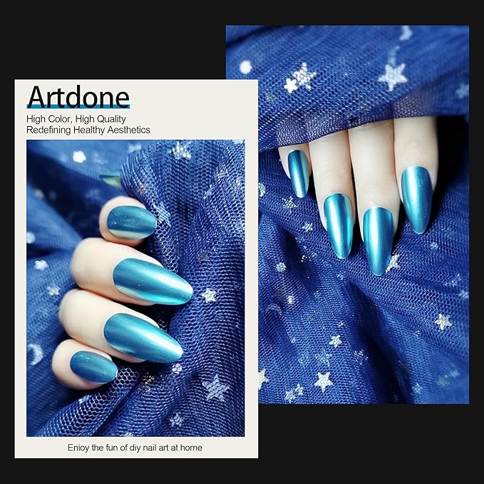 Artdone Chrome Nail Powder, Azure Iridescent Aurora Powder Metallic Mirror Effect Pigment Pearlescent Mermaid Pigment Pearl Glitter Dust Kit, Nail Art Decoration, Resin Craft