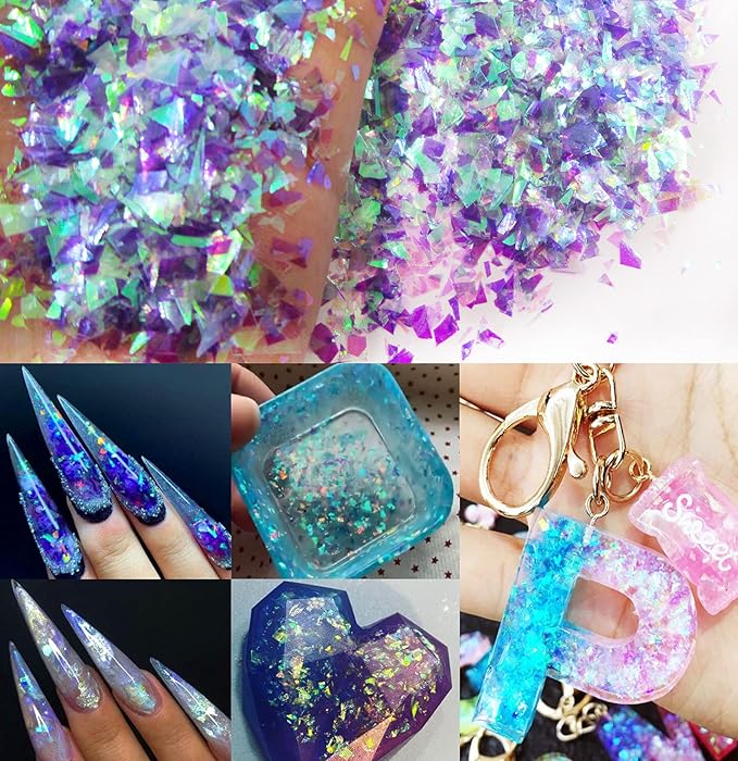 12 Colors Iridescent Chunky Glitter Flakes Kit Irregular Resin Epoxy Art Craft Paint Glitters Sparkles Accessories Festival Cosmetic Body Glitter Nail Sequins Stickers Decor (Irregular)