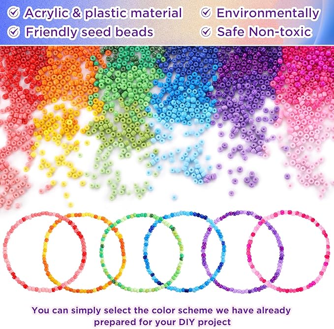 Funtopia 39 Colors 3mm Seed Beads, 9600pcs Small Beads for Jewelry Making, Tiny Craft Beads for Bracelet Making