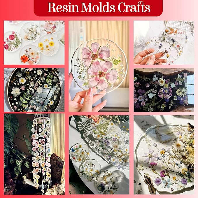 85Pcs Pressed Flowers for Crafts, Real Dried Flowers for Crafts Dried Pressed Flowers Dry Leaves in Red, White, Pink & Purple for Resin, DIY Art, Scrapbook, Jewelry, Candle & Soap Making with Tweezer