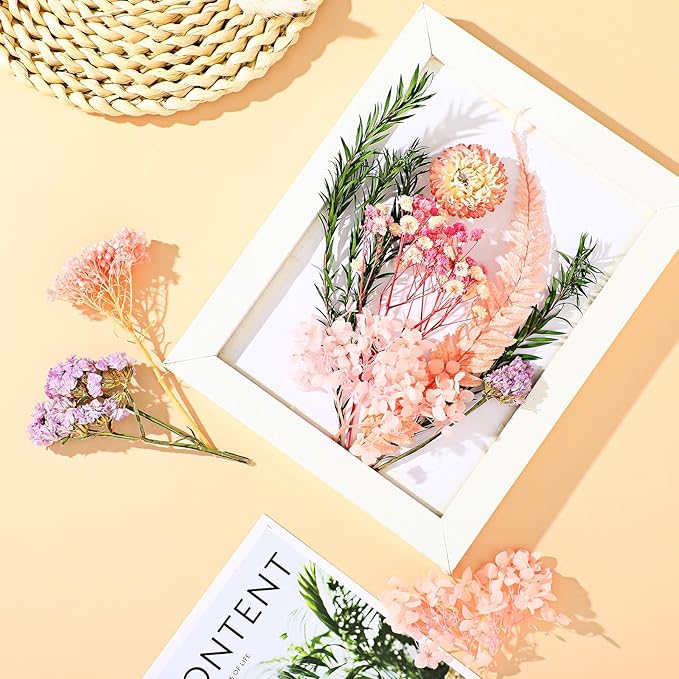 Real Dried Flowers, Natural Dry Flowers Mixed Natural Pressed Flowers Flores Secas Dried Florals for Crafts,Resin,Candle Making (Pink)