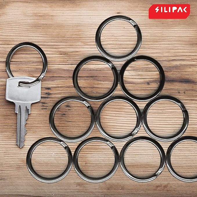 Key Rings Flat Split Keychain Bulk – Heavy Duty 1.18" (30 mm) Keyring – Organize Fast for Car & Home, Lanyards, School/Office/DIY – Metal Dog Tag Rings – Silver/Gold/Rainbow/Gunmetal