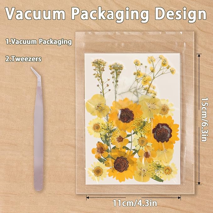 200Pcs Dried Pressed Flowers Resin Mould Real Flowers Natural Dry Leaves Bulk Mixed Colorful Herbs Kit with Tweezers for Scrapbooking DIY Candle Jewelry Crafts Making Nails Decoration(Multicolor)