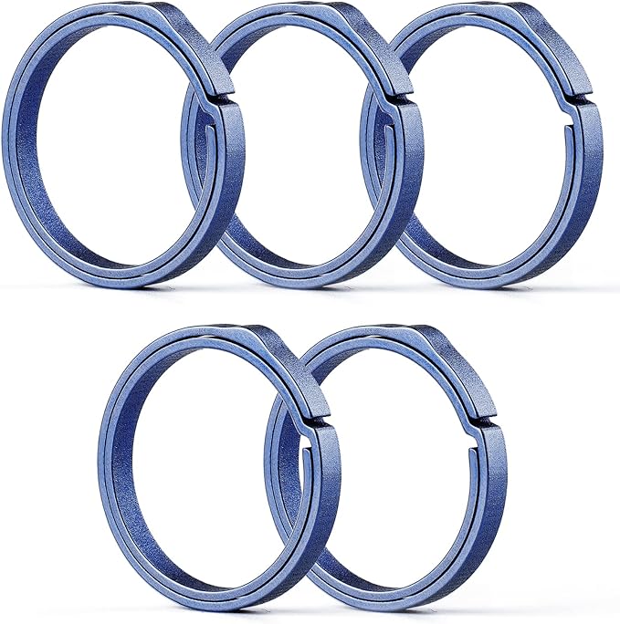 TISUR Titanium Key Ring,Elegant Quick Release Side Pushing Split Rings Kit for Keychains,Heavy Duty Keyring for Dog Tag