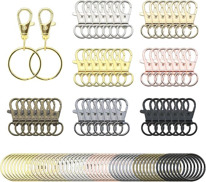 ZZHXSM 100-Piece Swivel Hook Set with 50 Key Rings, Lobster Clasp Keychain Hooks for DIY Jewelry (Assorted Colors)