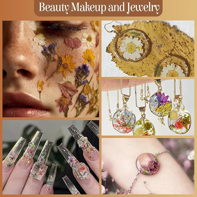 85Pcs Boho Dried Flowers for Crafts, Real Natural Pressed Flowers for Crafts Vintage Dried Pressed Flowers Dry Leaves for Resin, DIY Art, Scrapbook, Jewelry, Candle & Soap Making – Tweezers Included