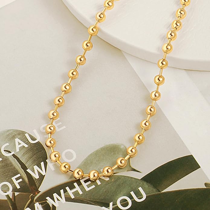 Aobei Pearl 18K Gold Plated Paperclip Chain Choker Satellite Chain Freshwater Cultured Biwa Pearl Pendant Necklace Dainty Jewelry for Women