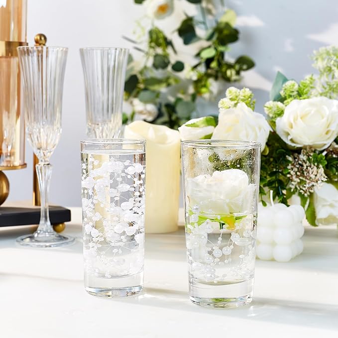 LAIDANLA 30 Pcs White Artificial Floating Pearls for Vases Faux Pearl Beads String for Garland Vase Filler Floating Candle Wedding Holiday Anniversary Birthday Party Table Centerpiece Vases Decor