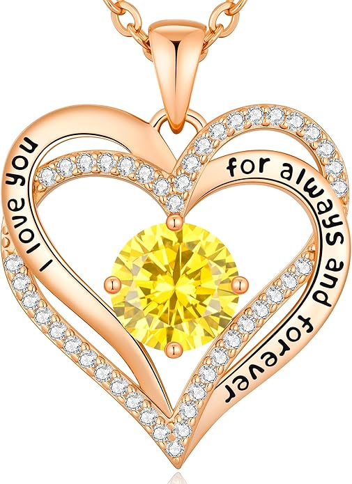 CDE Valentine's Day Gift Forever Love Heart Necklaces for Women, Wedding Anniversary, Birthday Mothers Christmas Day Gifts for Mom, Mother, Wife, S925 Silver Jewelry with Birthstone Pendant