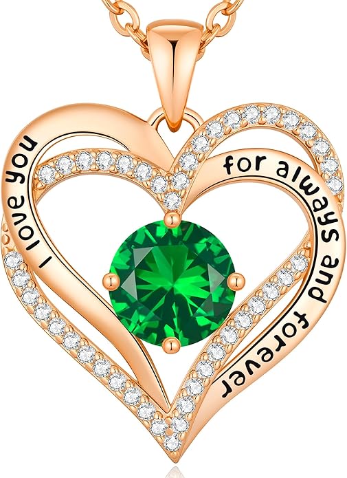 CDE Valentine's Day Gift Forever Love Heart Necklaces for Women, Wedding Anniversary, Birthday Mothers Christmas Day Gifts for Mom, Mother, Wife, S925 Silver Jewelry with Birthstone Pendant