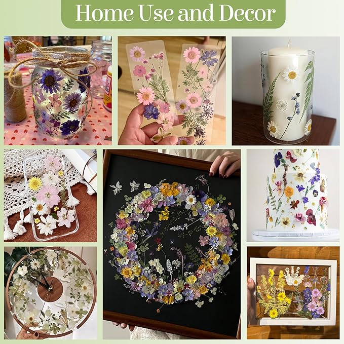 86Pcs Dried Flowers for Crafts, Real Pressed Flowers for Crafts Dried Pressed Flowers Dry Leaves in White, Pink & Yellow Tones for Resin, DIY Art, Scrapbook, Jewelry, Candle & Soap Making with Tweezer