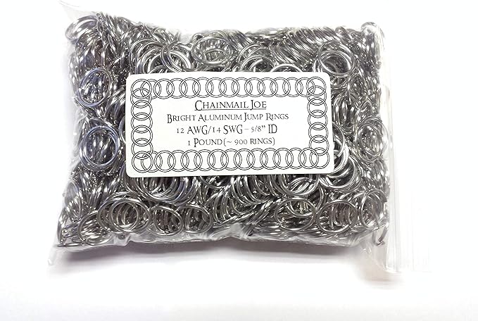 1 Pound Bright Aluminum Chainmail Jump Rings 14G 5/8" ID (900 Rings)