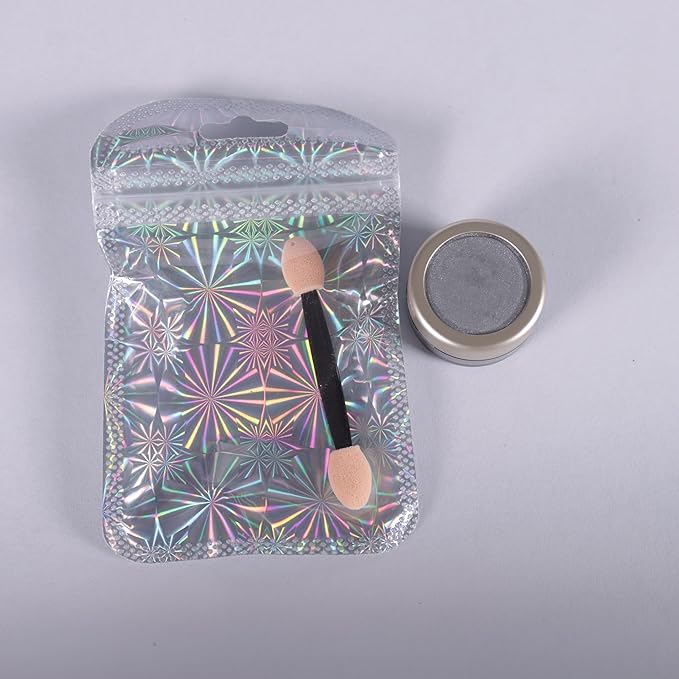 Laza Chrome Nail Powder Mirror Effect Metallic Dust Holographic Glitter Glazed Manicure Decoration Reflective Pigment for DIY Gel Polish Nail Art, Resin Craft, Gifts - Silver