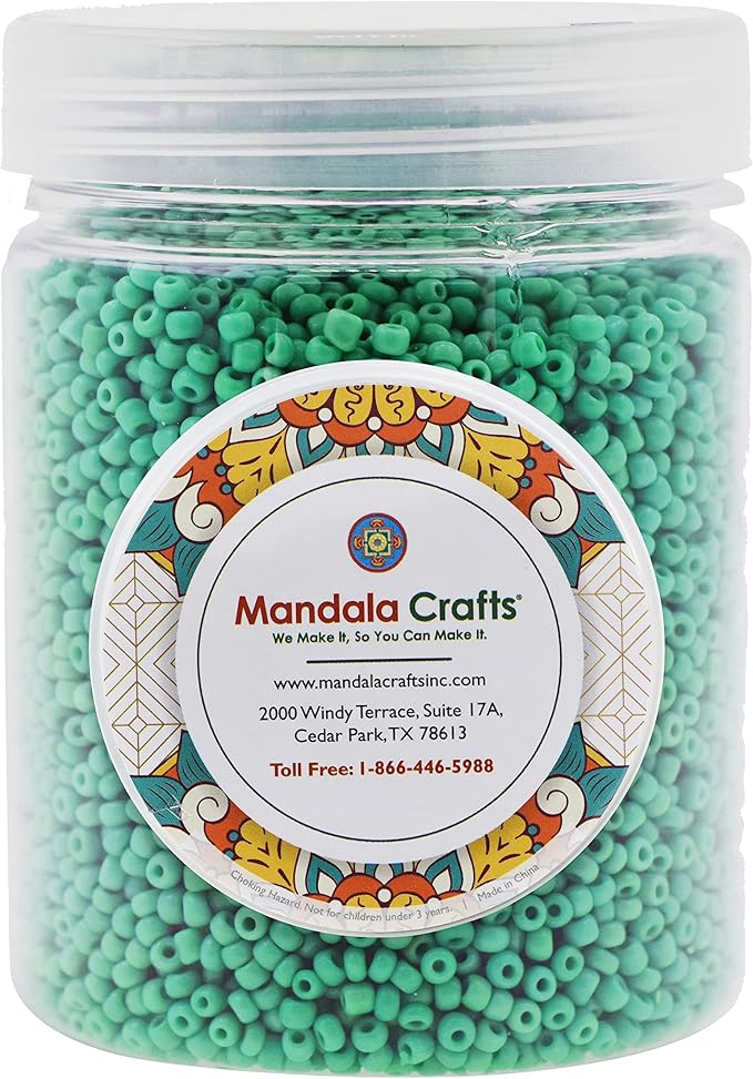 Mandala Crafts 11/0 Glass Seed Beads for Professional Beadwork, 13000 Opaque Turquoise Glass Beads