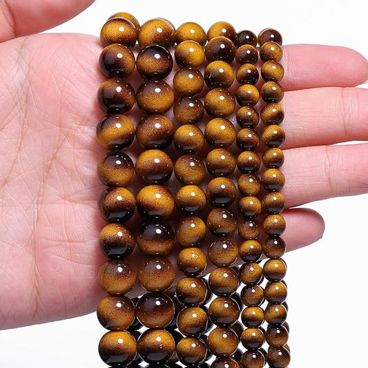 Song Xi 38PCS 10mm Yellow Tiger Eye Gemstone Beads for Jewelry Making, Round Smooth Glass Beads for DIY Bracelet Necklace Earring Keychain, Arts and Crafts, for Christmas Wedding Birthday