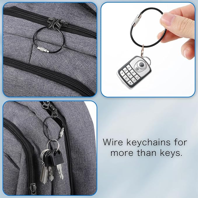 PercyEffie 200pcs wire keychain cable stainless steel wire keychain cable key rings bulk metal wires luggage tag cables mini backpack keychains loop key rings for car keys diy keychains hardware