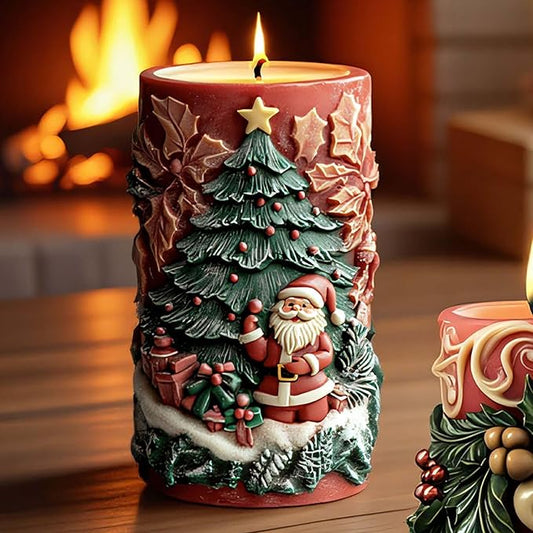 Christmas Flower Succulent Leaves Cylinder Molds Silicone Wave Spiral Candle Mold - Silicone Resin Casting Molds for Candle & Resin & Soap Craft Supplies